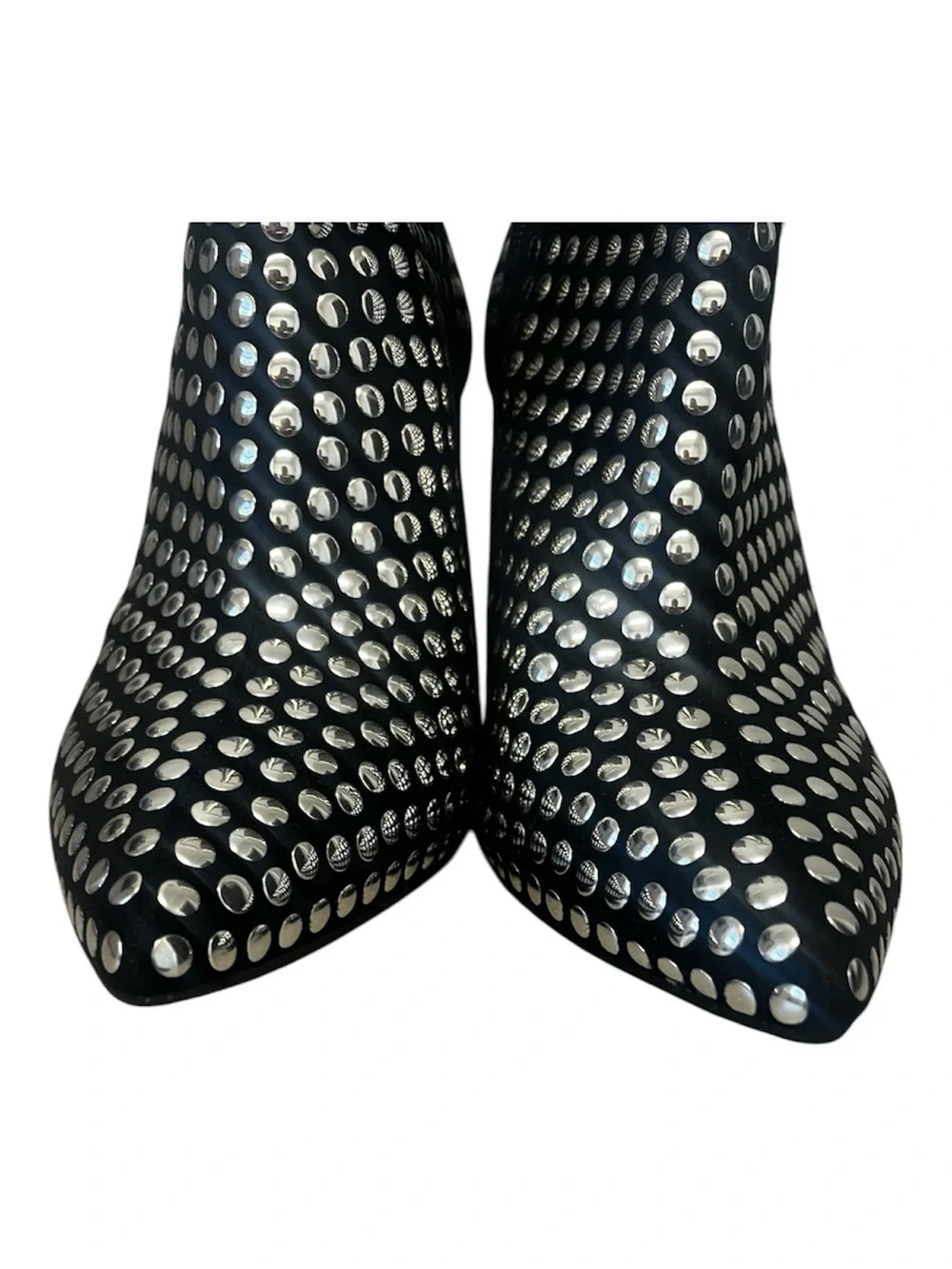 INC Silver Studded Black Ankle Boots Block Heel Sz 9.6 NWOT